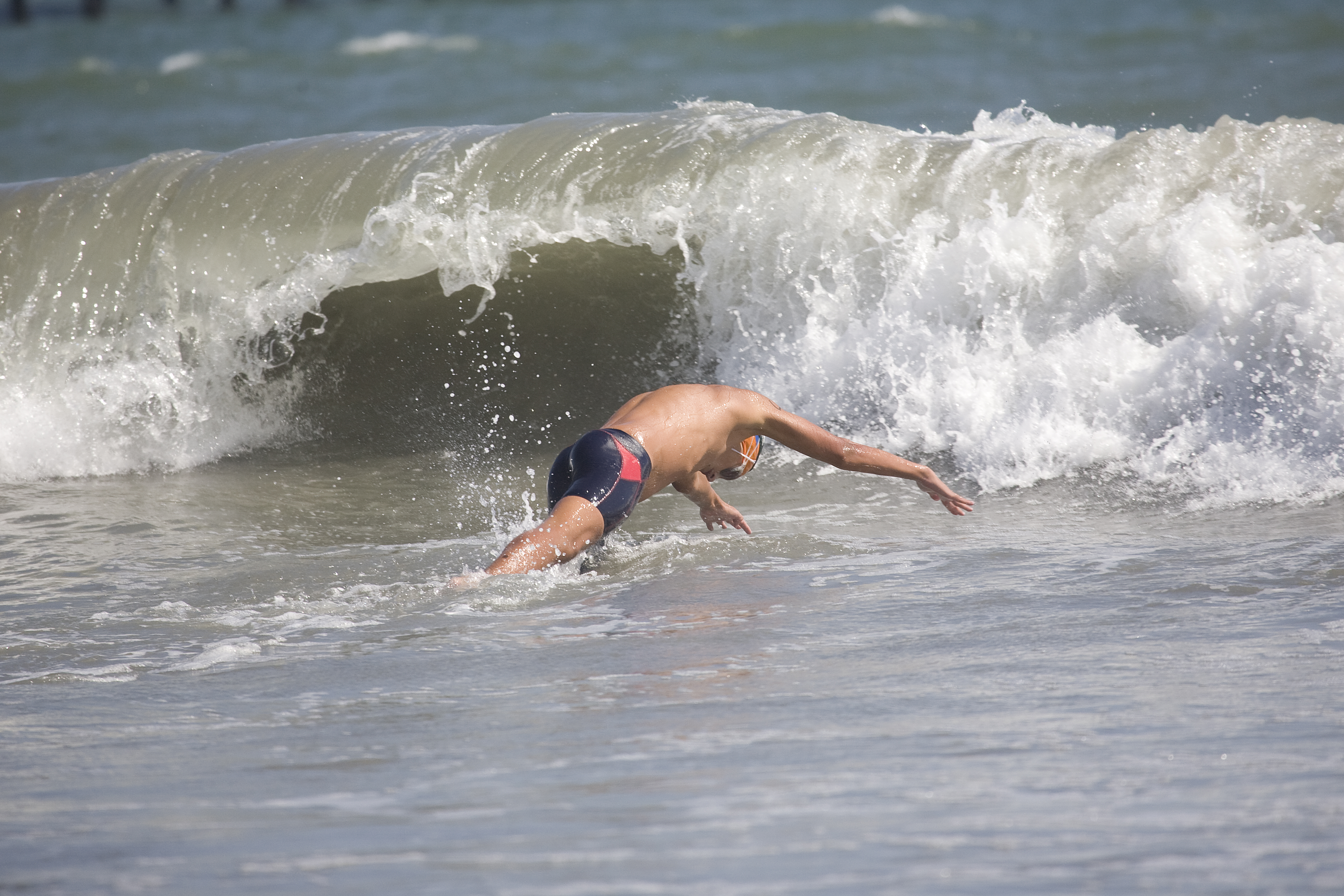 Paul Revere eighth-grader Tristan Marsh dives into the water to start his individual swim. He was second in the 